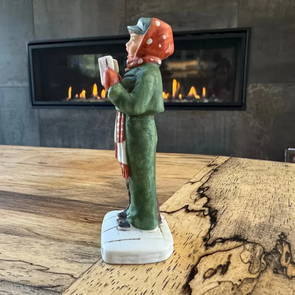 1979 Vintage Norman Rockwell Boy Singing Christmas Carols w/ Dog Figure, NR 203